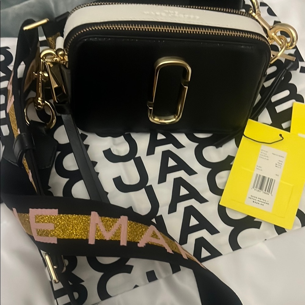 Marc Jacobs Black and White Crossbody Bag with Bold Pattern